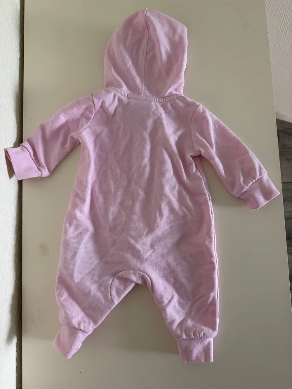 Nike Light Pink Hooded Baby Footed One-Piece